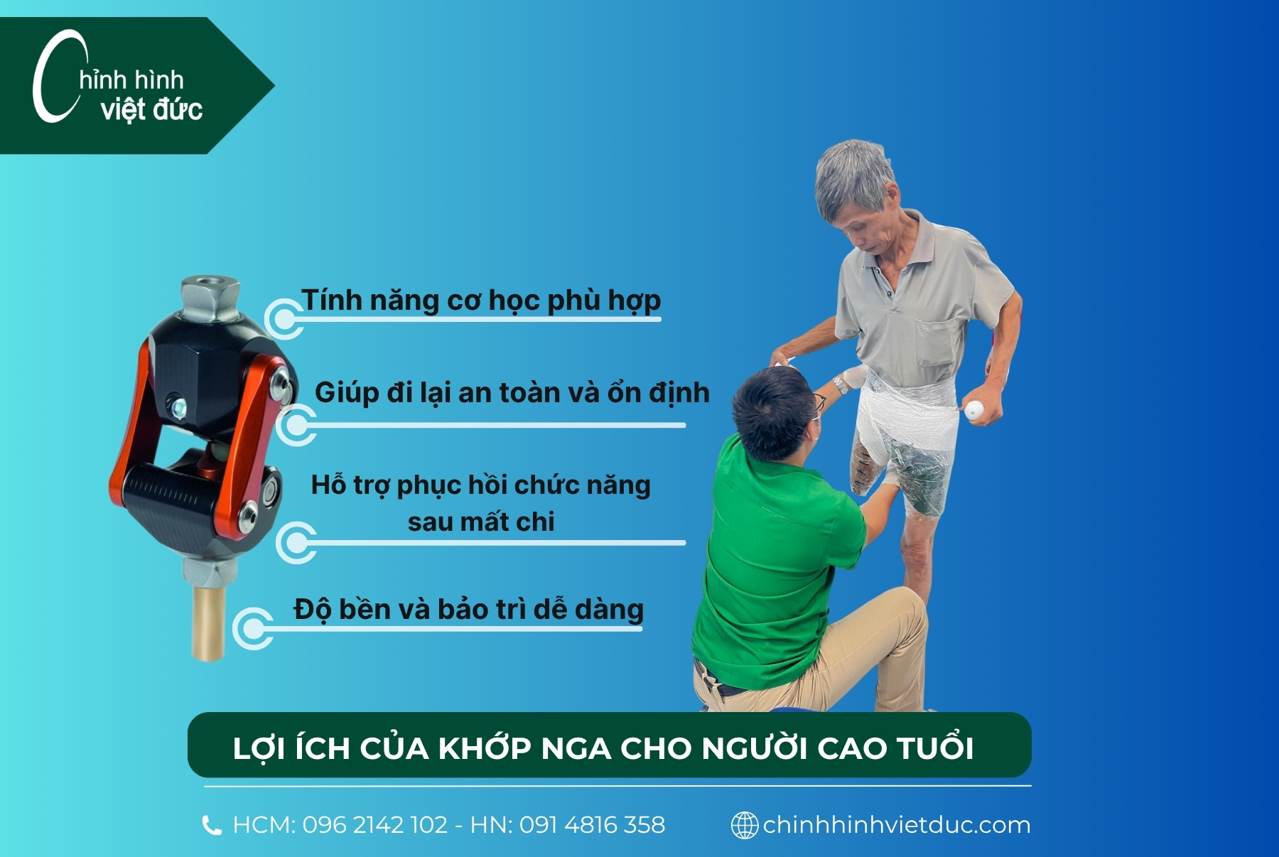 Vì sao nên chọn khớp Nga cho người già đi chân giả trên gối