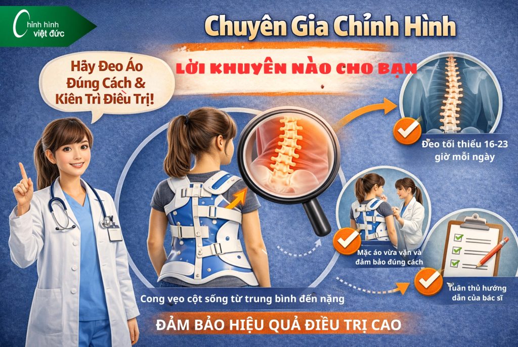 Đeo áo chỉnh hình cong vẹo cột sống có khỏi không