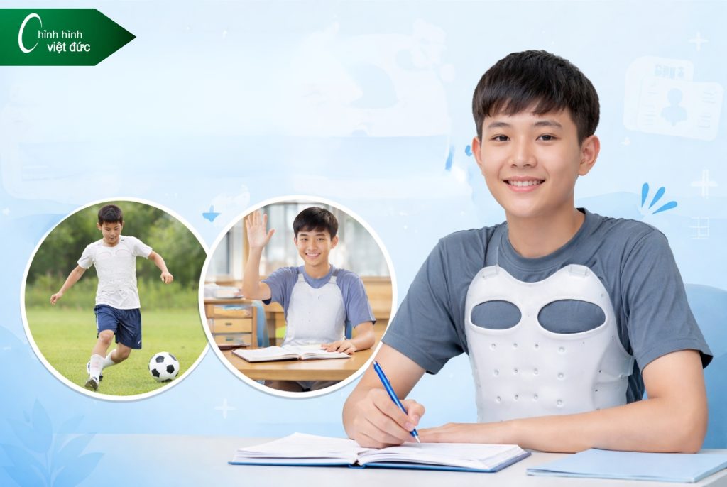 Trẻ đeo áo chỉnh hình có ảnh hưởng sinh hoạt học tập không