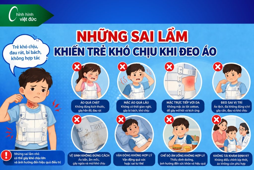 trẻ đeo áo chỉnh hình có ảnh hướng sinh hoạt học tập không