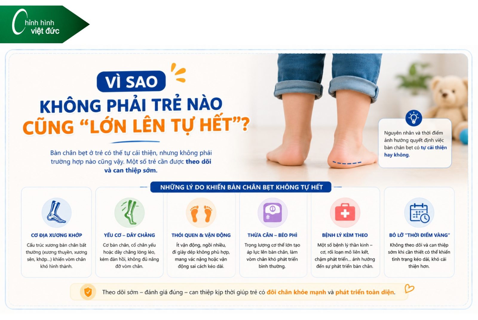 Bàn chân bẹt có tự hết khi lớn không