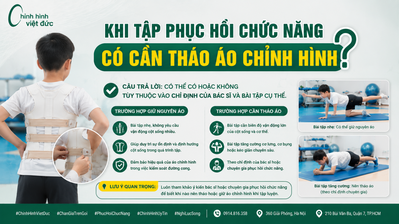 Mặc áo chỉnh hình có cần tập phục hồi chức năng không