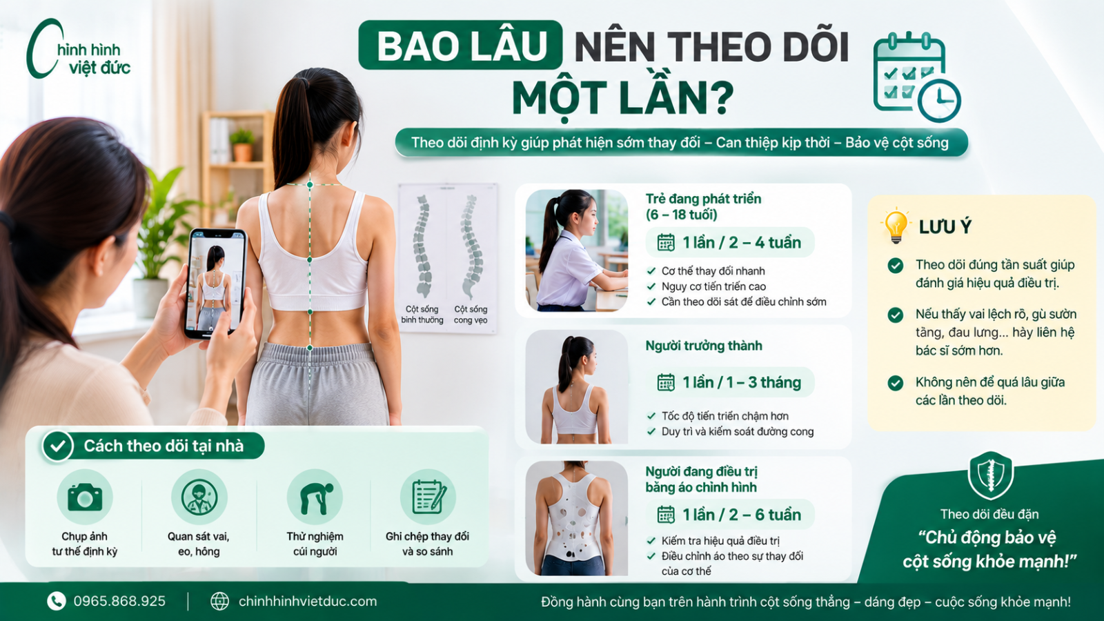 Cách theo dõi độ cong cột sống tại nhà
