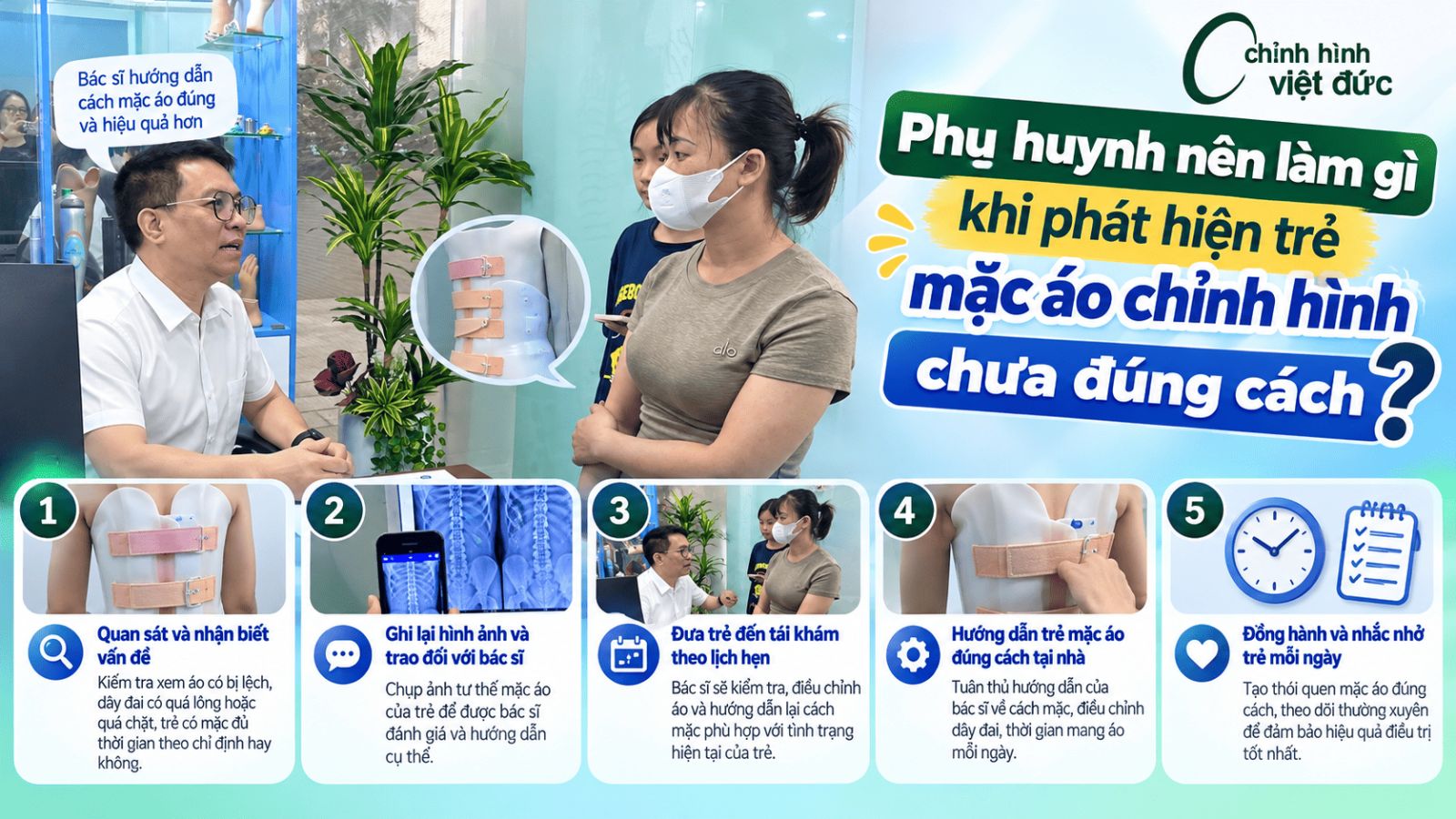 5 dấu hiệu trẻ mặc áo chỉnh hình chưa đúng cách