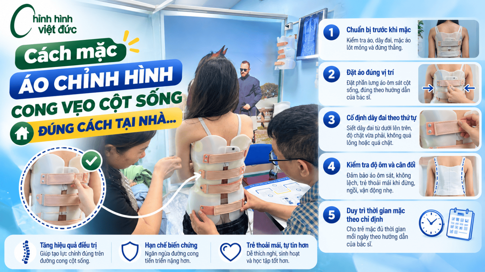 5 đấu hiệu cho thấy trẻ mặc áo chỉnh hình chưa đúng cách