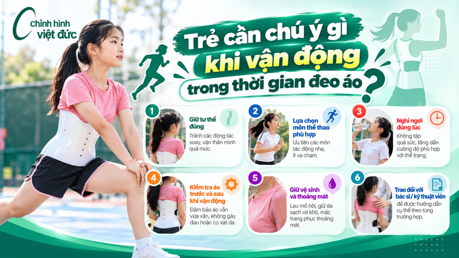 Con có chơi thể thao khi mặc áo chỉnh hình 