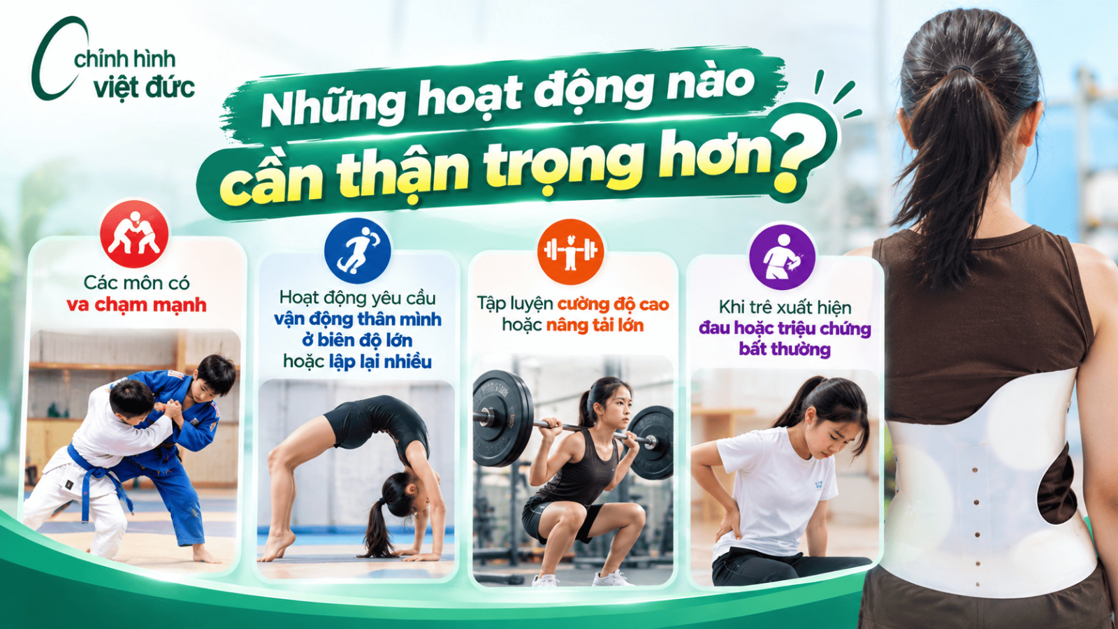 Con có chơi thể thao khi mặc áo chỉnh hình 